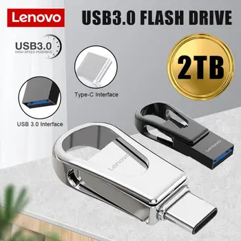 Lenovo TYPE C USB Флэш-Накопитель OTG 2 В 1 USB-Накопитель 3.1 Флеш-Накопитель 1 ТБ Водонепроницаемый Флешка 2 Тб Usb-Диск Памяти Для Игр Ps5 Ps4