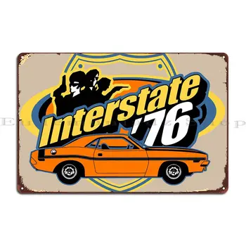 Покраска металлического плаката с надписью Interstate 76 в Гараже на заказ, Настенный Жестяной плакат с надписью на заказ