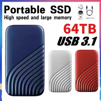 USB 3.1 Внешний Жесткий Диск Мобильный Жесткий Диск SSD 64 ТБ 32 ТБ Жесткий Диск Высокоскоростной Внутренний Твердотельный Накопитель Для Ноутбука Notebook