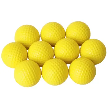 10шт Желтый мягкий эластичный мяч для гольфа из полиуретана для тренировок в помещении