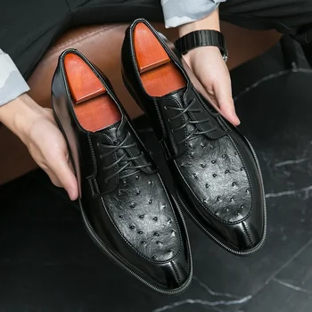 Коричневые мужские туфли-дерби, черные деловые мужские модельные туфли с квадратным носком на шнуровке, свадебные туфли ручной работы