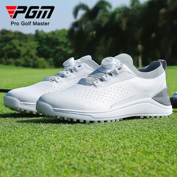 Профессиональная легкая обувь для гольфа PGM, мужские водонепроницаемые дышащие удобные кроссовки для гольфа без шипов, с быстрой шнуровкой