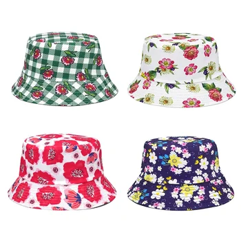 2023 Новые Хлопковые шляпы с цветочным принтом Для мужчин и женщин, Летняя Солнцезащитная Шляпа Рыбака, Дорожная Пляжная Панама, Женская Милая Шляпа