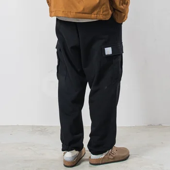 Японский Тяжелый Свободный повседневный рабочий костюм с несколькими карманами, хлопковые брюки-карго в стиле сафари, мужская корейская модная уличная одежда