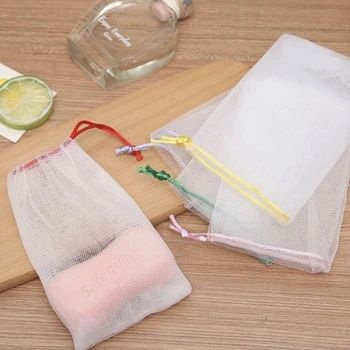 9CMx11CM Soap Saver Bag Быстро Вспенивающийся Шнурок Дизайн Нескользящая Портативная Сетка для Вспенивания Мыла Ручной Работы для Ванны Bath Brus