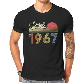 1967_Birthday_Gift_Vintage_Born_Made_1967_Retro_Sunset Мужская футболка Топы с круглым вырезом Хлопчатобумажная Футболка Забавная Идея Подарка Высокого Качества