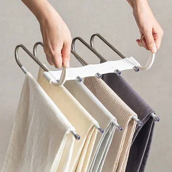 Бытовая вешалка для брюк из нержавеющей стали, нескользящий бесшовный органайзер для одежды для ванной комнаты