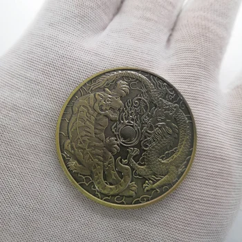Китайские монеты удачи Талисманы- драконы и тигры Удачи Коллекция бронзовых памятных монет Сувениры и подарки