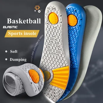 1 пара баскетбольных спортивных стелек с амортизацией, впитывающей пот, дышащей воздушной подушкой, из искусственной кожи, мягкие подушечки для обуви для женщин, мужские стельки