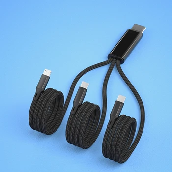Кабель для быстрой зарядки 3 в 1 с Несколькими кабелями USB C и Двумя разъемами USB C Micro USB Кабель для Быстрой зарядки Мобильных Телефонов Планшетов и многого другого