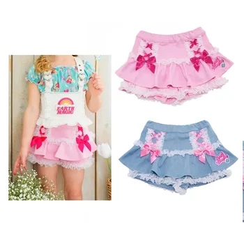 Плиссированная юбка для девочек, Лето 2022, Европейская и американская Японская принцесса Лолита, Сломанный ветром цветок, Милая детская короткая юбка