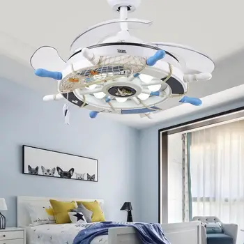Креативная детская комната вентилятор лампа 42-дюймовый пиратский корабль рулевой светильник комната мальчика Средиземноморский мультфильм спальня потолочный вентилятор лампа