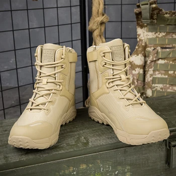 Мужские военные ботинки, мужские армейские ботинки для пустыни, уличные мужские нескользящие зимние ботинки, мужские водонепроницаемые тактические ботинки, ботильоны на платформе