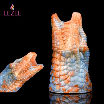 Увеличитель рукава для пениса LEZEE Silicone Hollow Cock Dragon, фаллоимитатор, удлинитель для увеличения, задержка эякуляции, мужские секс-игрушки для мужчин