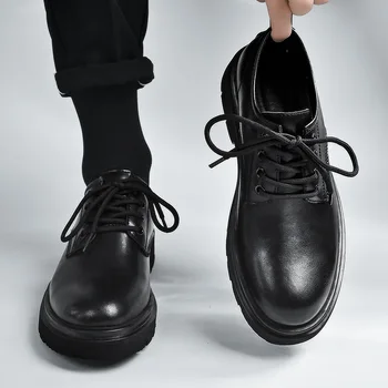 Мужская обувь 2023, Новая летняя повседневная кожаная обувь в британском стиле, мужское деловое платье, модная обувь для работы с большой головкой
