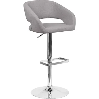 Современная мебель для бара Erik Удобный и стильный Современный барный стул с закругленной средней спинкой и подставкой для ног, регулируемая высота - серый