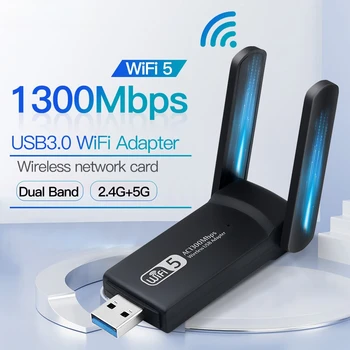 1300 Мбит/с USB3.0 WiFi Адаптер Двухдиапазонный 2,4 Г 5 ГГц Беспроводной WiFi Ключ Антенна USB Ethernet Сетевая Карта Приемник Для ПК