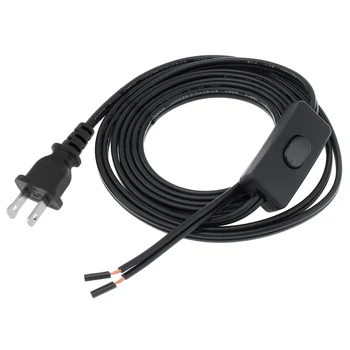 Черный шнур лампы SPT-2 18AWG Сменный шнур питания для подключения с кнопочным выключателем, штепсельная вилка США для ремонта или замены