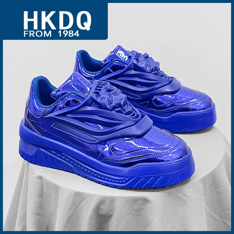 HKDQ/ Модная синяя повседневная спортивная обувь на платформе для мужчин, дышащие мужские кроссовки для скейтборда, нескользящая мужская модная обувь с блестками