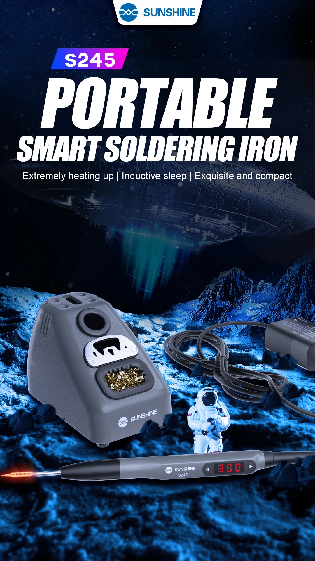 SUNSHINE S245 LED Smart Портативный паяльник высокой мощности 110 Вт, 100 ~ 450 ℃, регулируемые Универсальные наконечники для паяльников серии C245