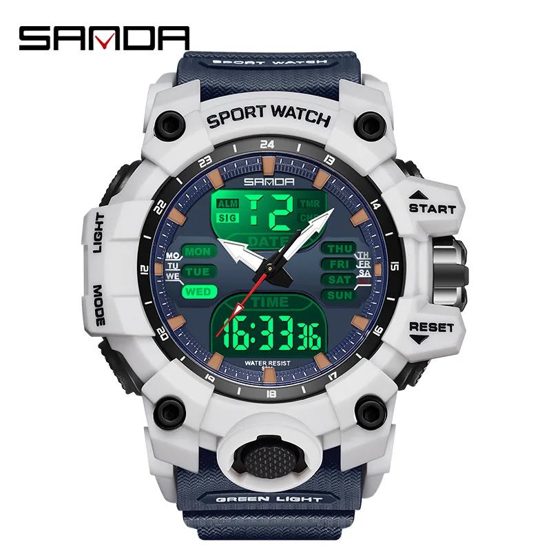 Sanda 6126 Новый продукт Будильник Многофункциональные мужские модные Корейские водонепроницаемые ударопрочные наручные часы