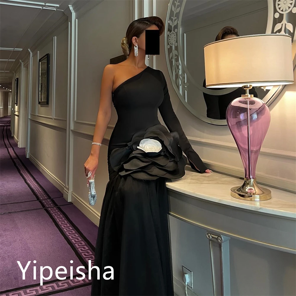 Yipeisha Сексуальное платье-футляр на одно плечо высокого качества, вечерние платья для выпускного вечера с цветами, Атласные платья для выпускного вечера в складку