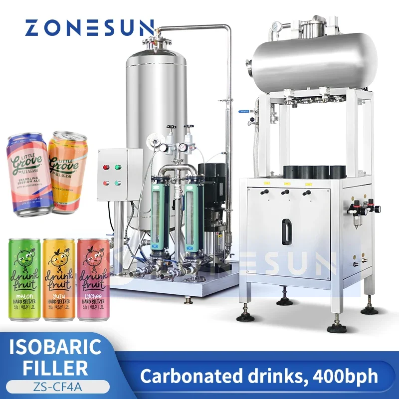 Машина для розлива газированных напитков ZONESUN, оборудование для производства безалкогольных напитков ZS-CF4A