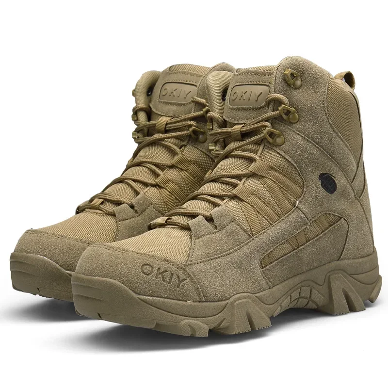 Мужские ботинки 2024 г. Новая Мужская обувь Военно-Тактический Спецназ Кожаные Армейские Ботильоны в Пустыне Армейская Мужская обувь Плюс Размер