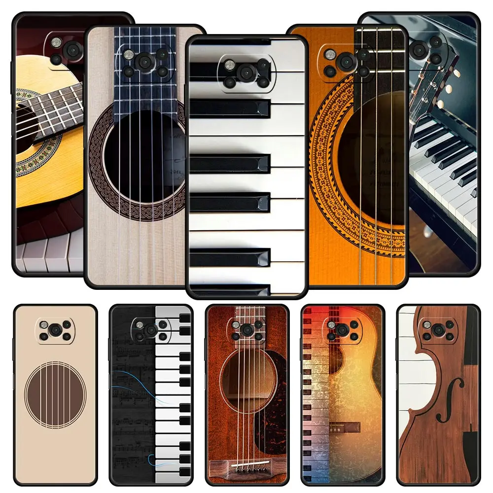 Музыкальный Инструмент Гитара Пианино Чехол Для Телефона Xiaomi Mi Poco X3 NFC M3 F4 F3 M4 X4 5G Note 10 12 Lite 11 11T 13 12T Pro 9T Чехол