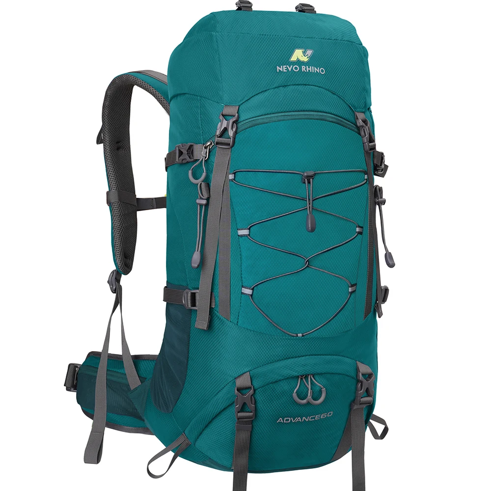 Нейлоновый рюкзак для занятий спортом на открытом воздухе, альпинизмом, кемпингом, пешим туризмом Емкостью 60 л Многофункциональный С водонепроницаемым дождевиком