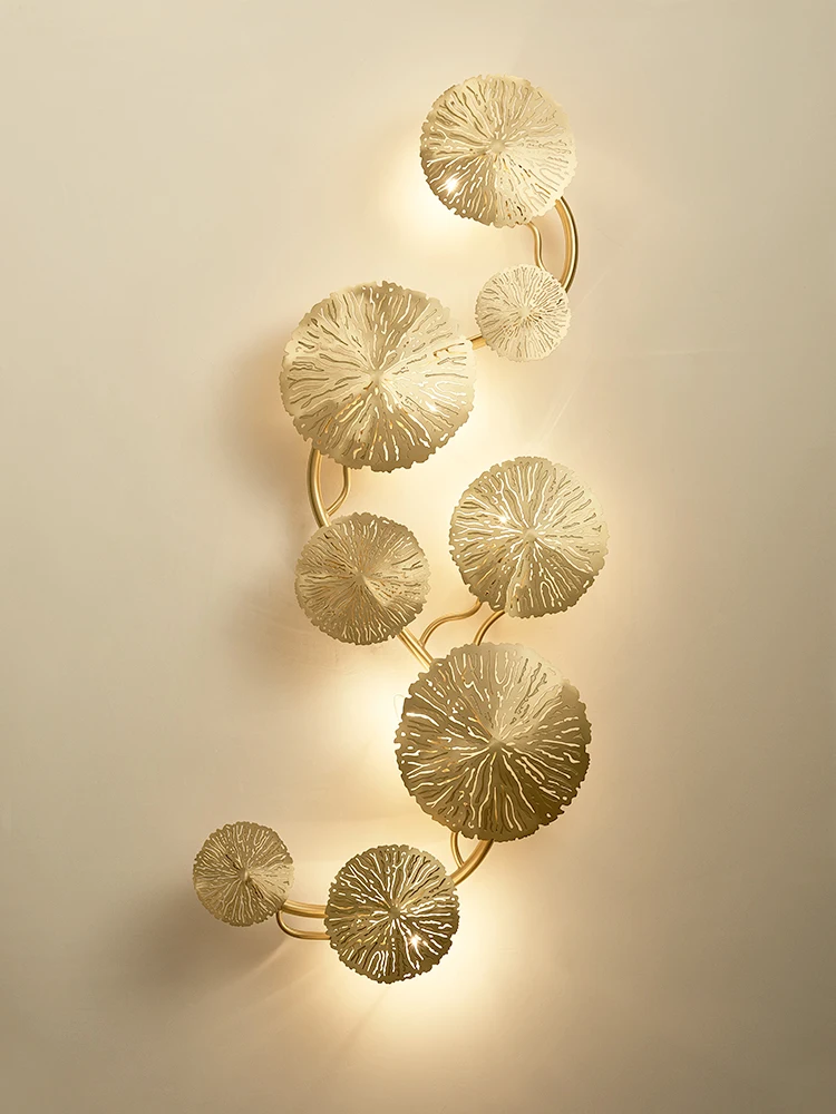 Новый настенный светильник в китайском стиле, Креативный Лист Лотоса, Медный Светильник для гостиной, столовой, Современные минималистичные лампы для прохода в спальне