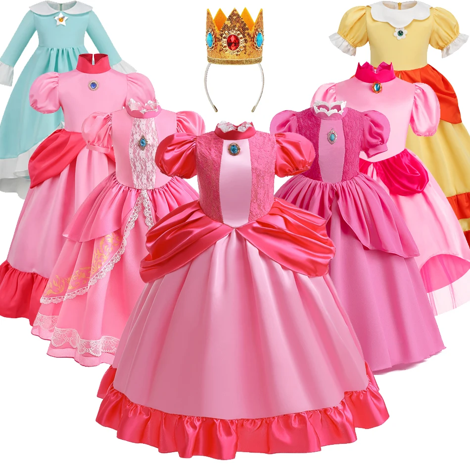 Персиковое платье принцессы для девочки, розовая маскировка, косплей-одежда на День рождения, праздничные костюмы, карнавальная вечеринка на Хэллоуин