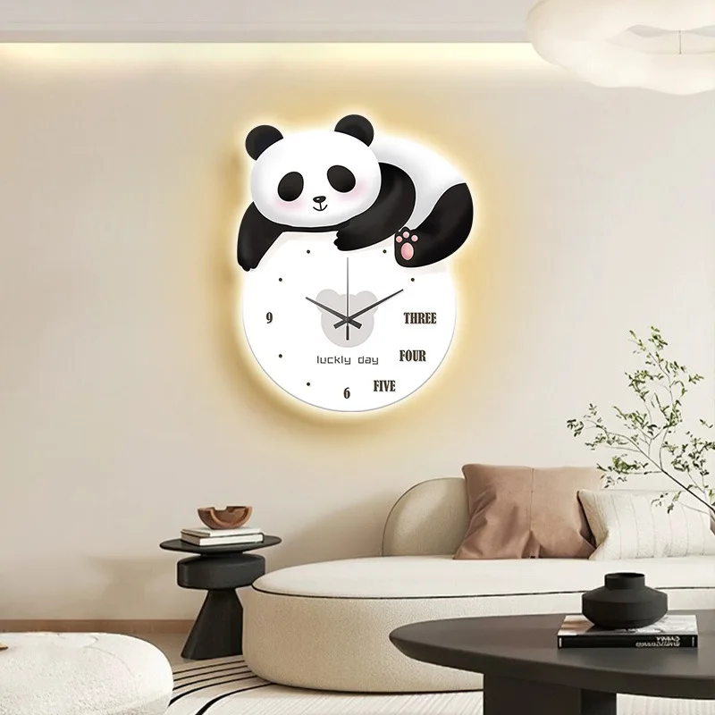 Светодиодные настенные часы с рисунком панды - не тикающий декор для дома и ресторана, настенный светильник с декоративной росписью, современный дизайн интерьера