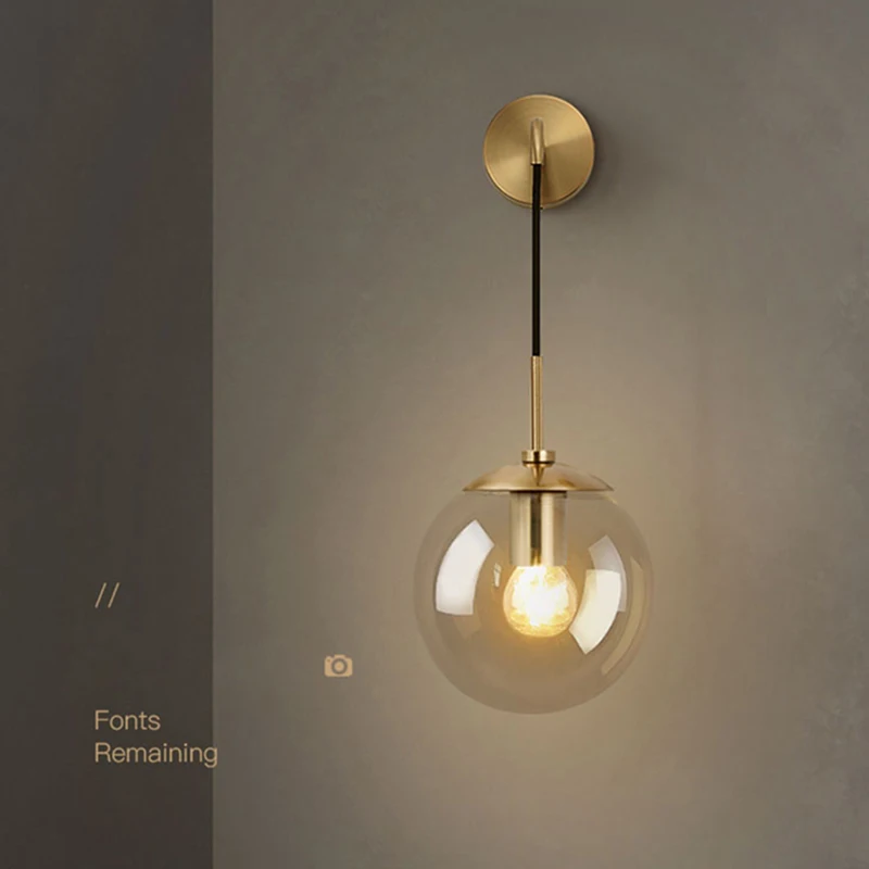 Скандинавский постмодернистский светодиодный настенный светильник роскошного золотисто-черного цвета с шариками в спальне, гостиной, ресторане, настенные бра