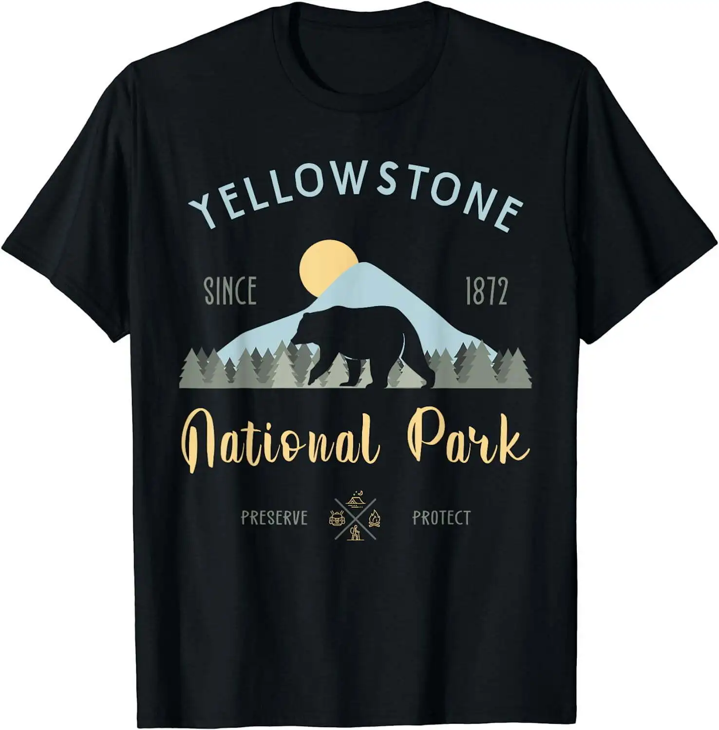 Футболка с изображением национального парка на открытом воздухе, футболка с изображением Йеллоустонского национального парка
