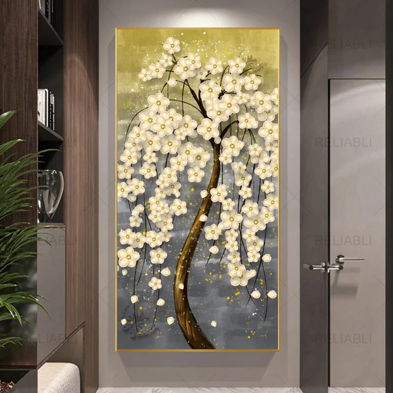 Цельные плакаты с золотым богатым деревом, отпечатки на холсте, Абстрактная Входная картина, настенная картина для гостиной, Современное украшение дома